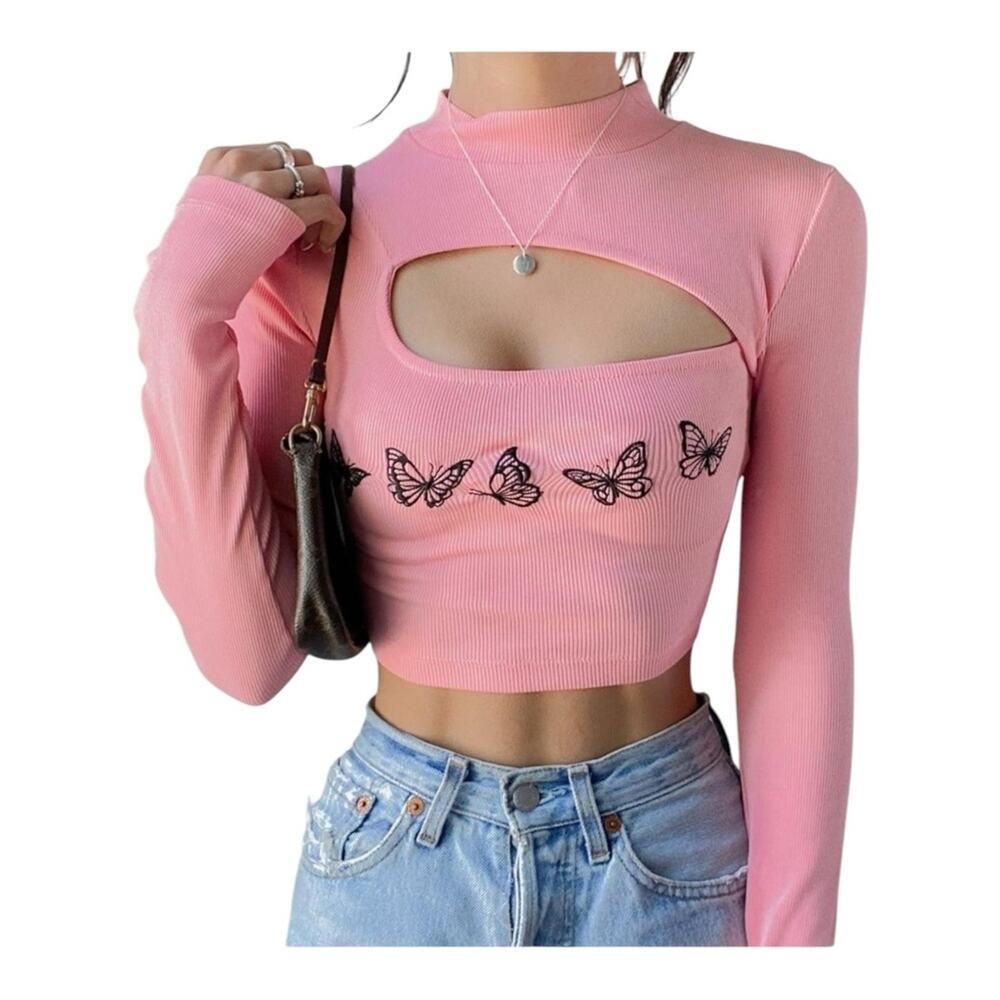 Urban Outfitters Butterfly Cutout Kawaii Kpop Animegirl Crop Top